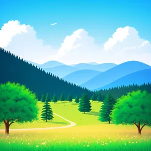 Serene Rural Landscape Under Clear Summer Skies