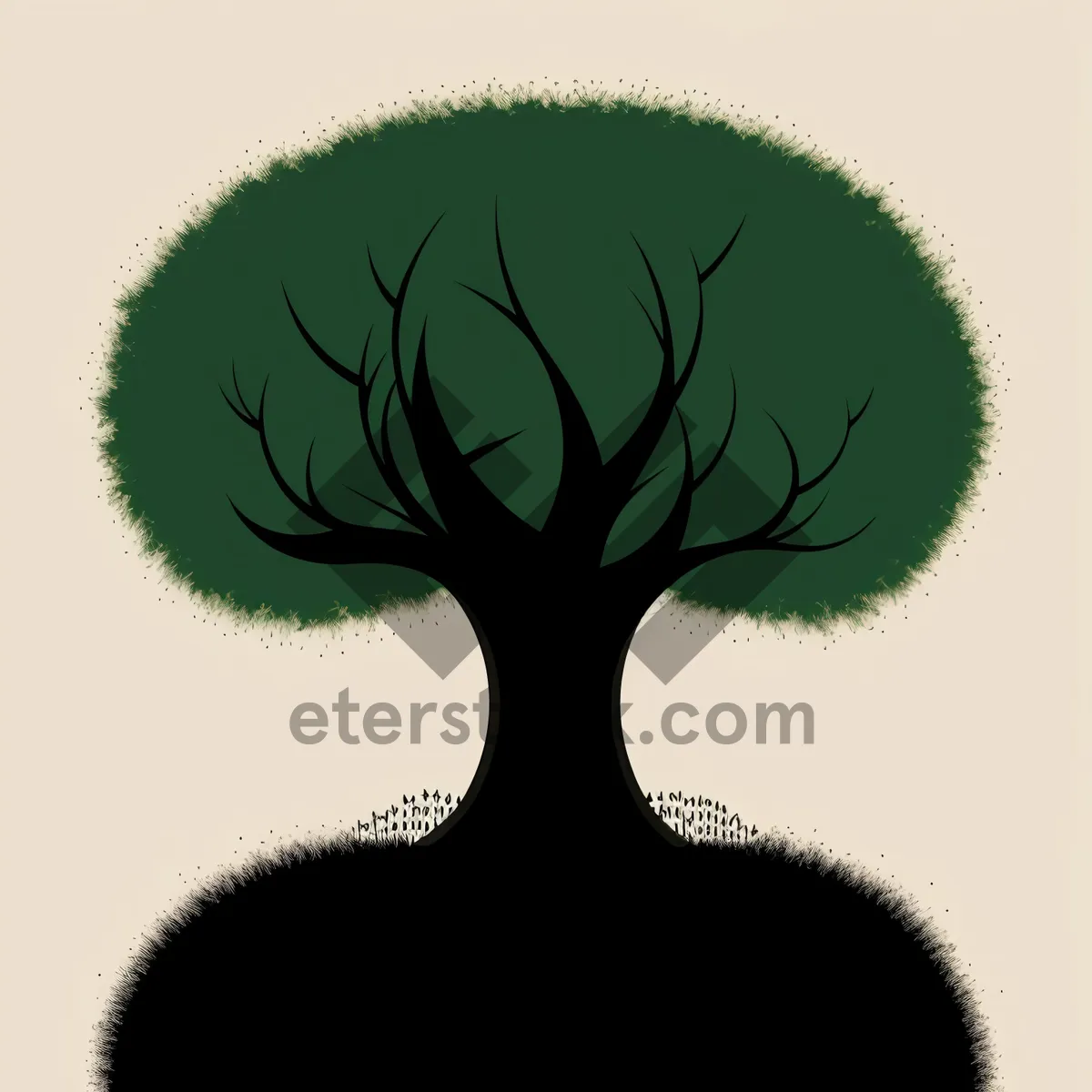 Picture of Oak Tree Silhouette Art with Floral Design