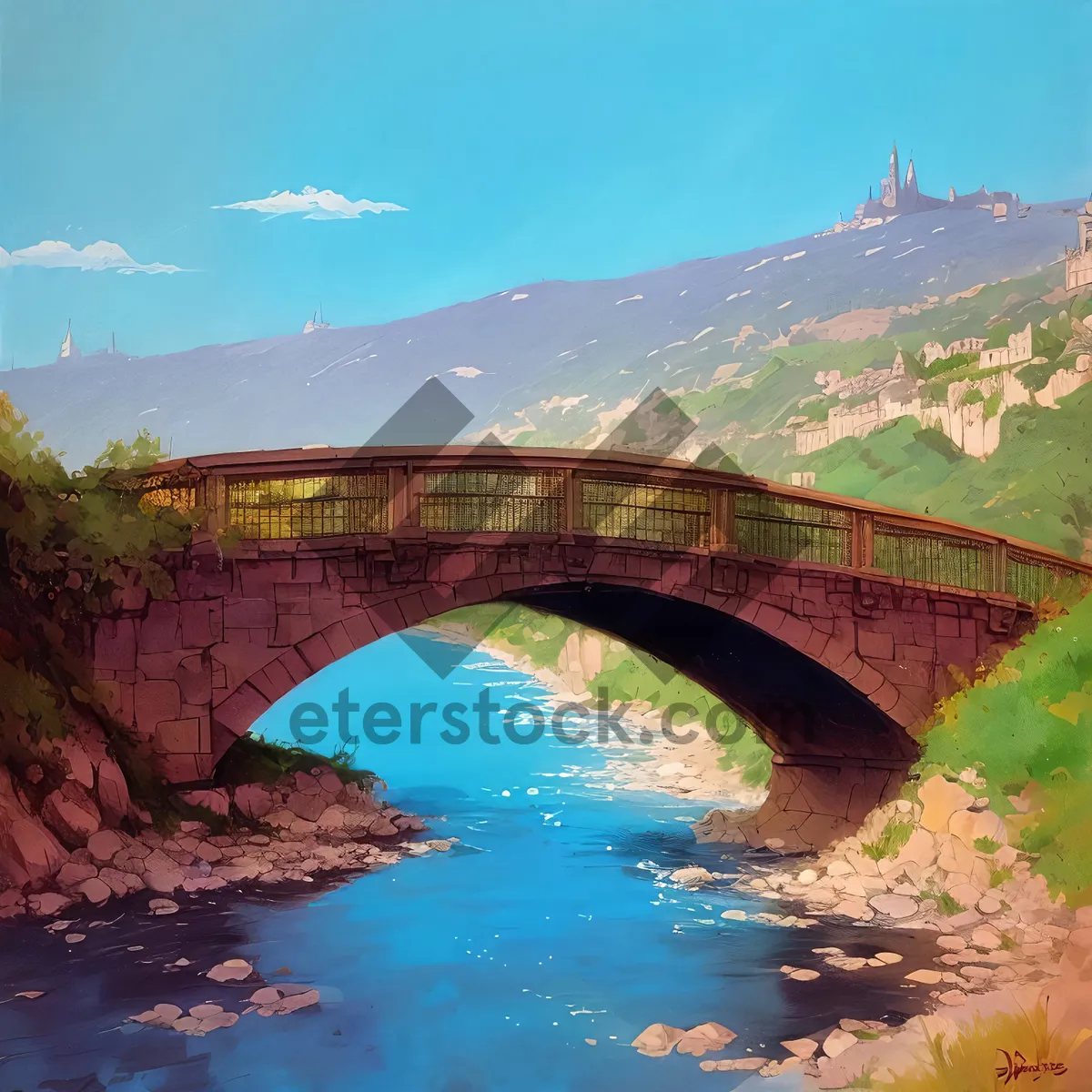 Picture of Majestic Steel Arch Bridge Spanning Scenic River