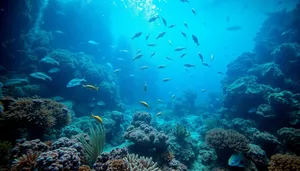 Colorful Tropical Coral Reef in Sunlight for Scuba Diving