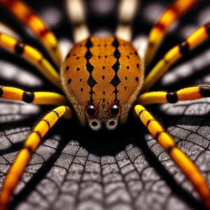 Black and Gold Garden Spider - Majestic Arachnid in Close-Up