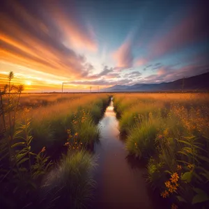 Vibrant Sunset over Serene Waters