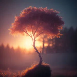 Enchanting Sunset Casting Celestial Glow over Landscape
