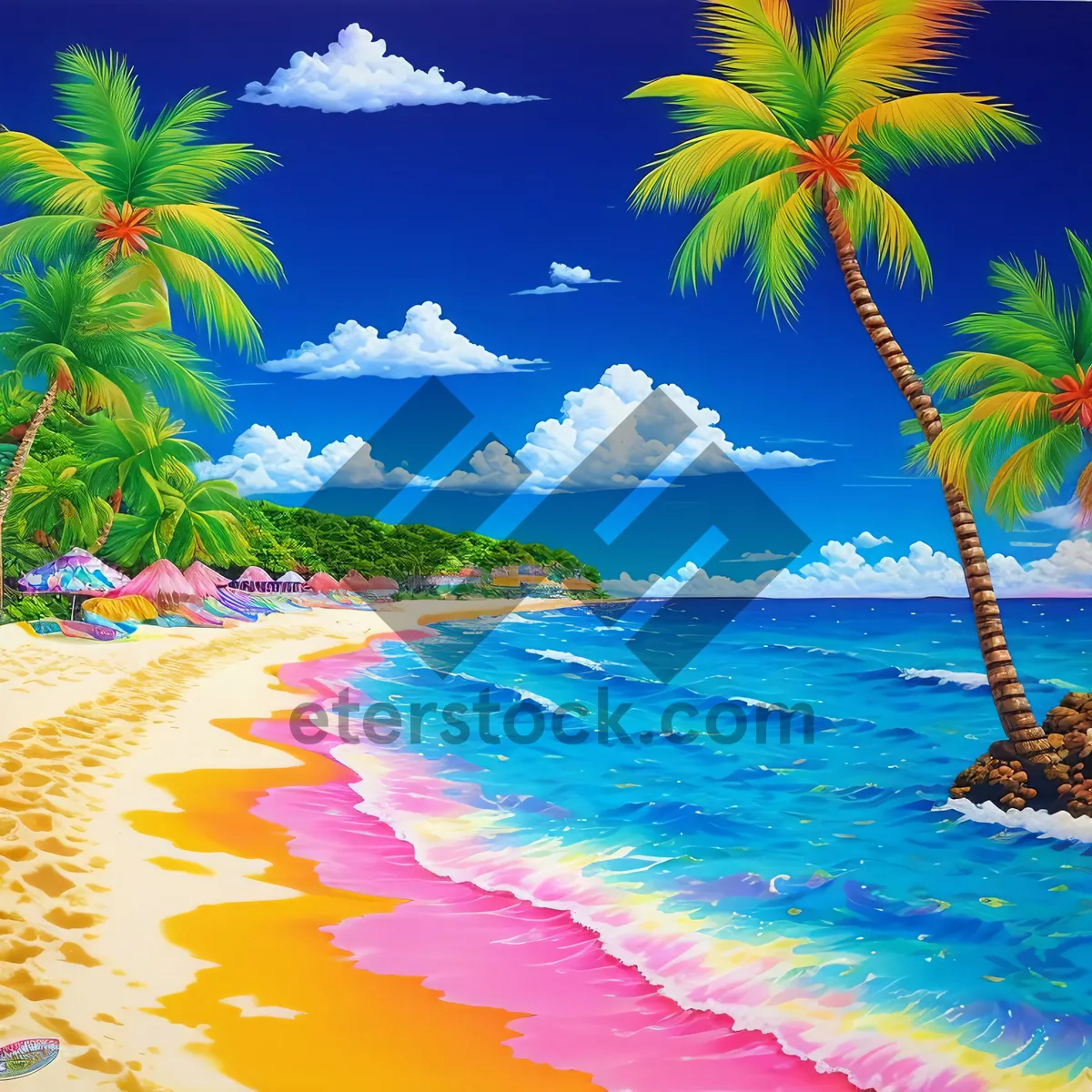 Picture of Turquoise Paradise: Idyllic Beachscape with Palm Trees