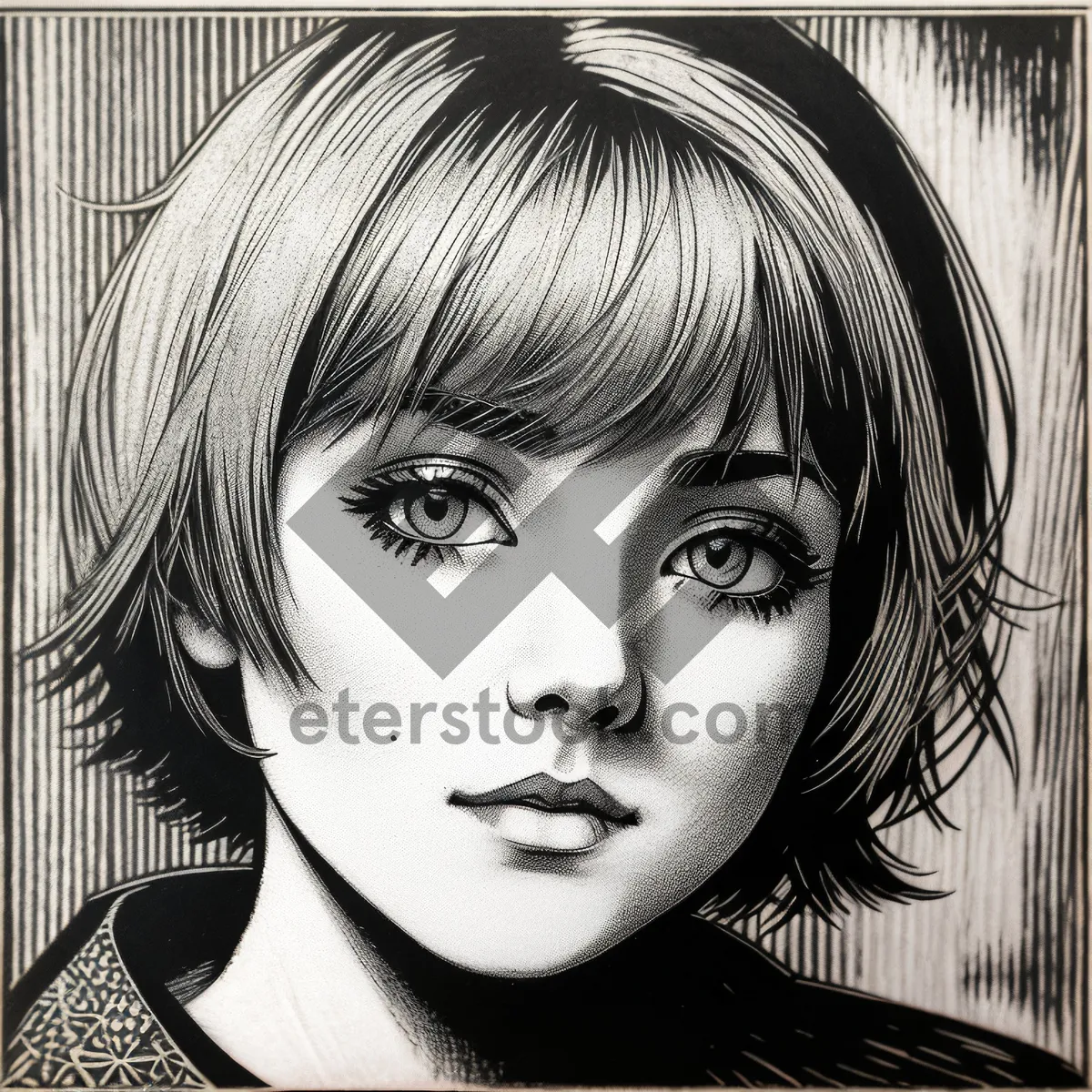 Picture of Stunning Close-Up Portrait of Attractive Black-haired Model