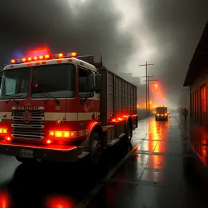 Fast Fire Engine Speeding Through Traffic