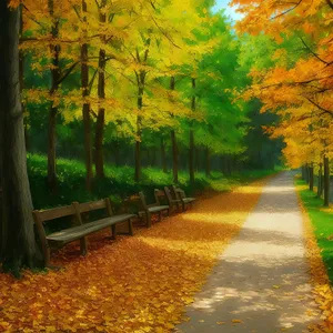 Autumn Maple Trees in Golden Woods