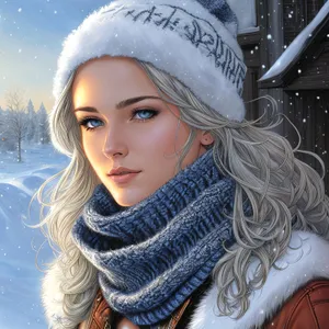 Cheerful Winter Lady with Pretty Smile