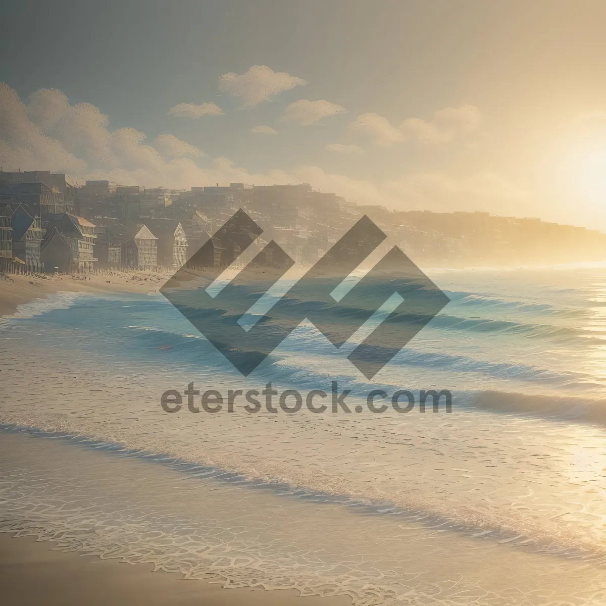 Picture of Tranquil Beach Oasis: Serene Waves Meet Sunlit Shoreline