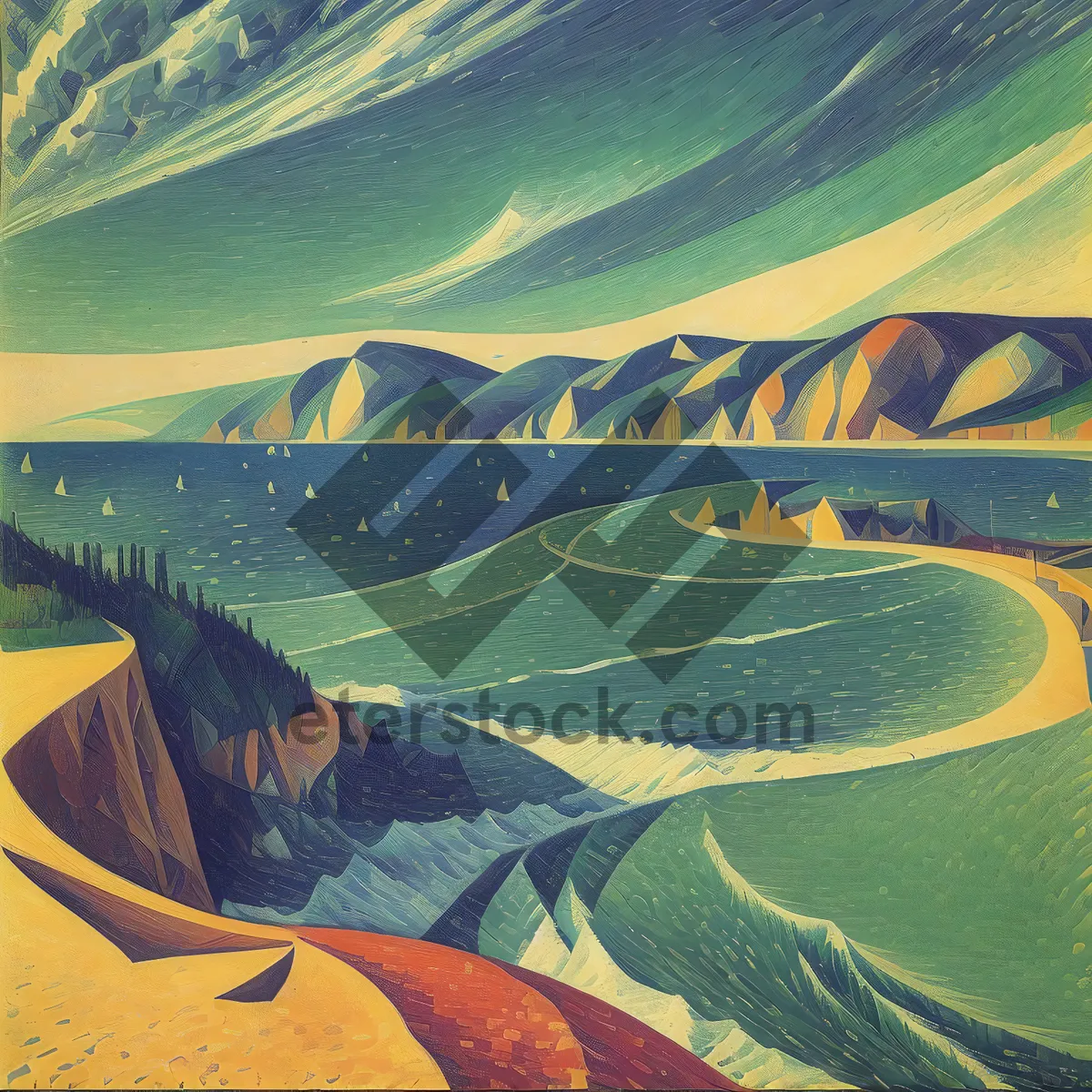 Picture of Futuristic Fractal Landscape – Dynamic Motion in Valley Ravine