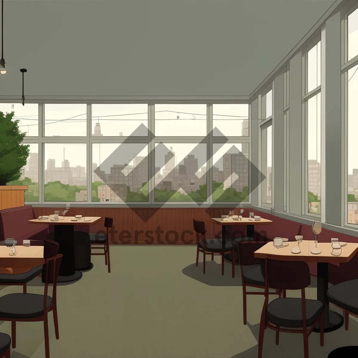 Picture of Modern Luxury Restaurant Interior Design with Wooden Furniture