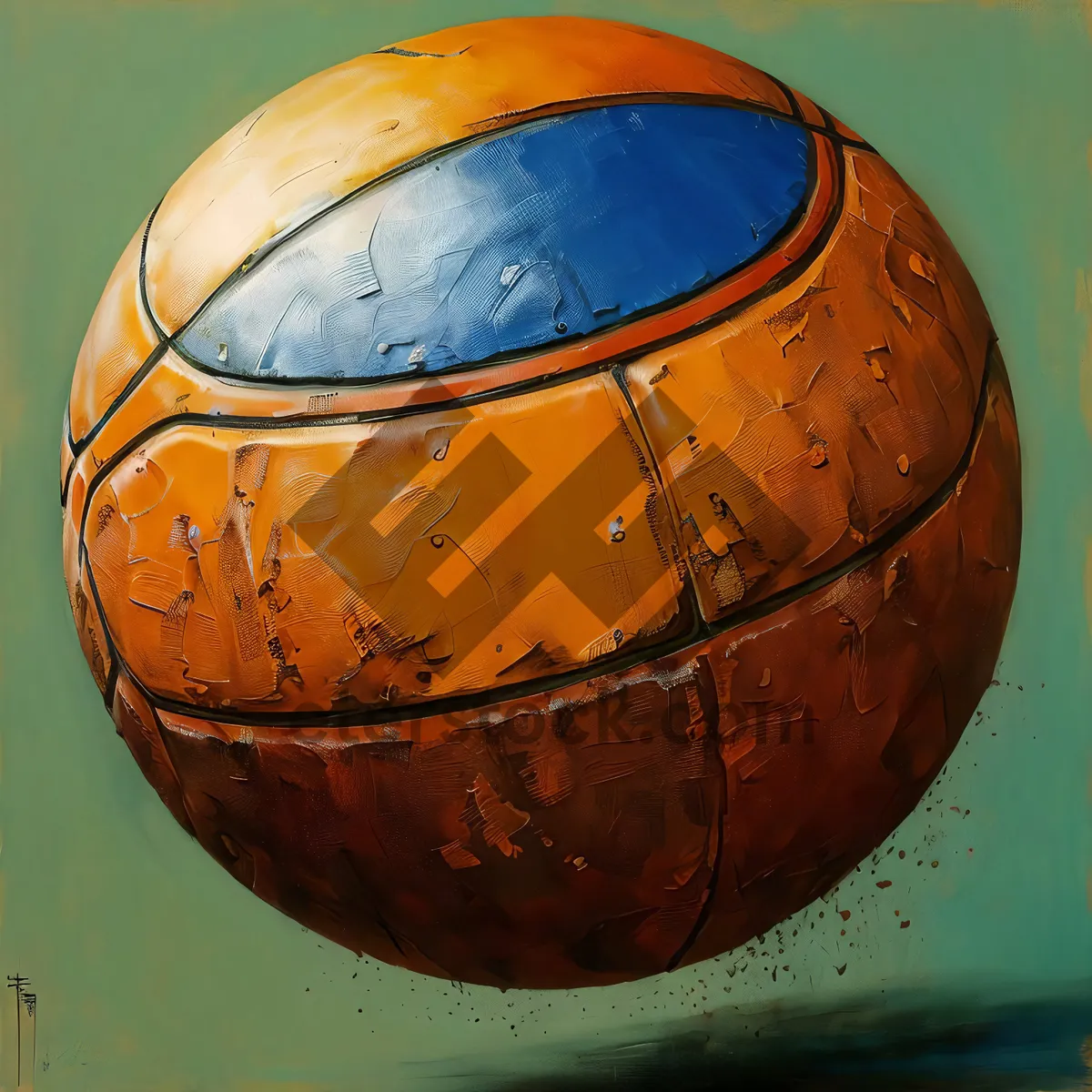 Picture of Patriotic Sports Globe with Soccer Ball and Basketball Equipment