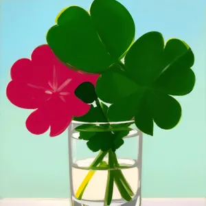 Spring Floral Clover Decoration with Leaf and Flowers