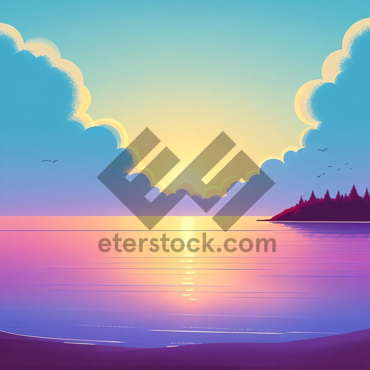 Picture of Sunlit Horizon: Clear Sky Over Ocean