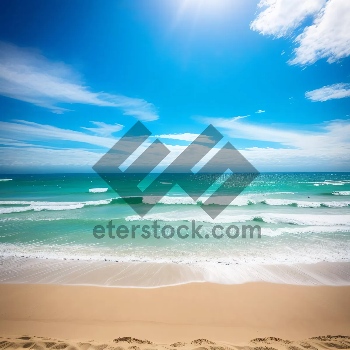 Picture of Sun-kissed Coastline under Turquoise Waves