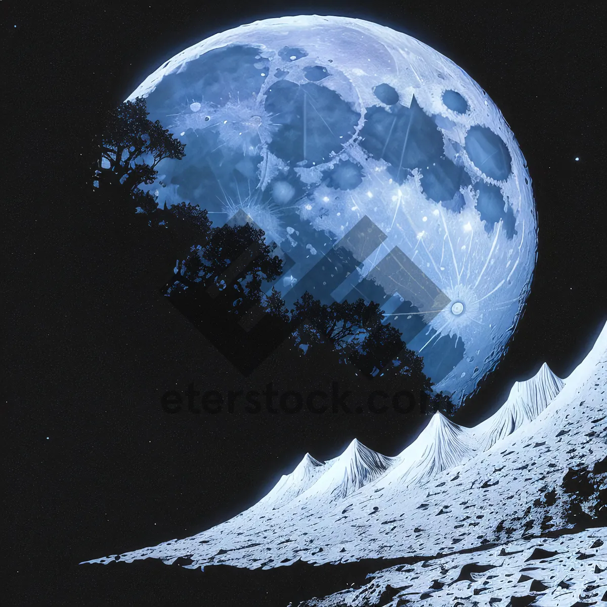 Picture of Night Sky with Moon and Earth Globe