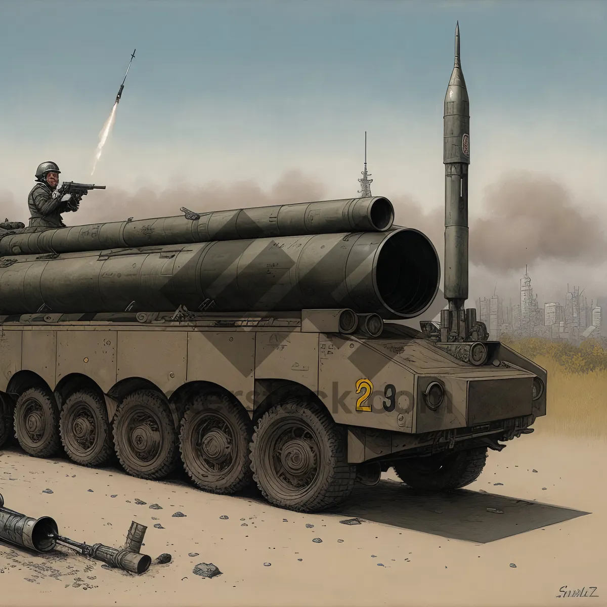 Picture of Sky-bound Military Arsenal: Piston-Powered Rocket Tank