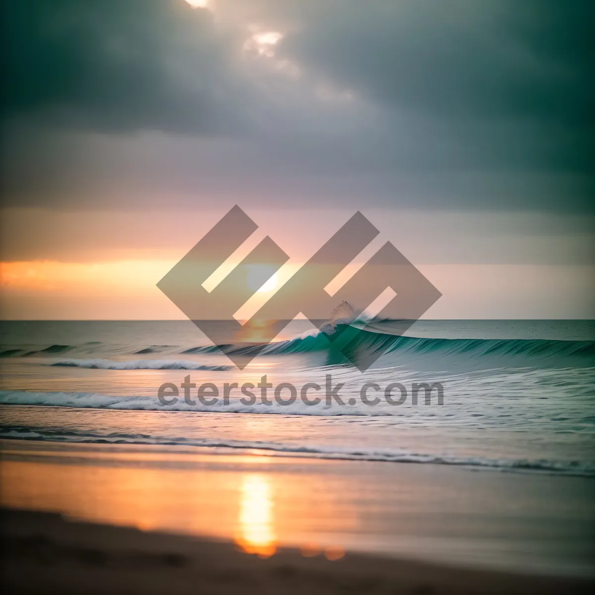 Picture of Golden Sunset Over Serene Ocean