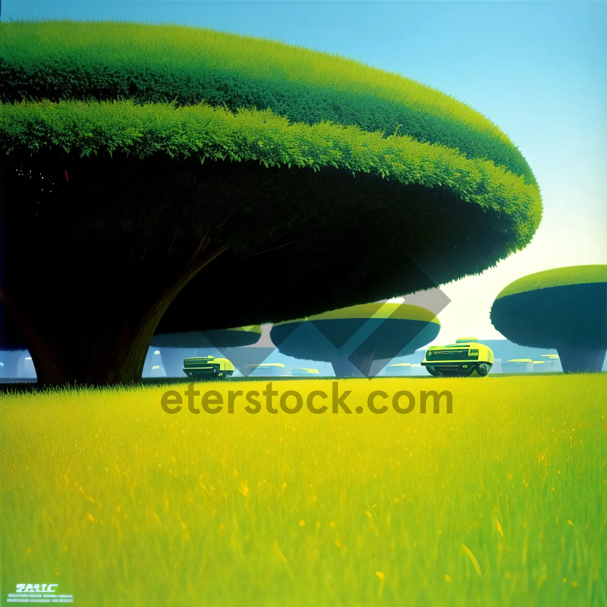 Picture of Rural Sunset Over Meadow with Airship