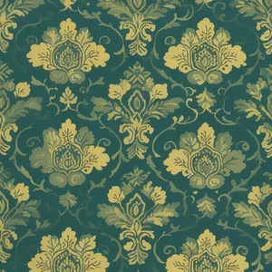 Vintage floral wallpaper with ornate baroque elements.