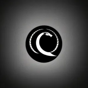 Shiny Black Circle Button: 3D Light Swirl