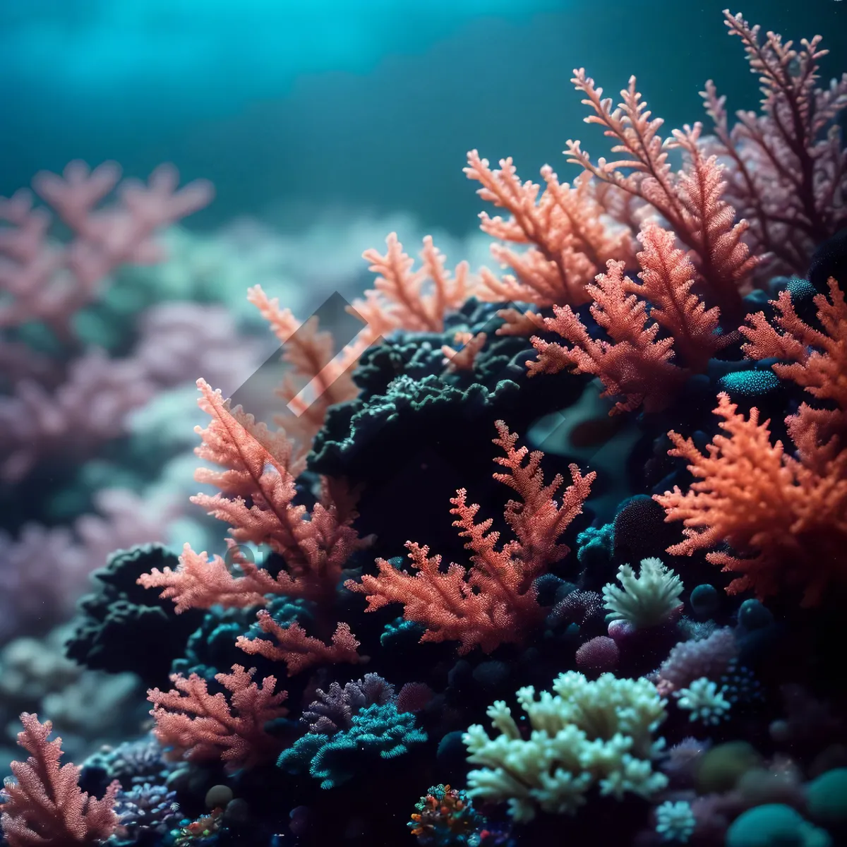 Picture of Colorful Coral Reef Bursting with Marine Life