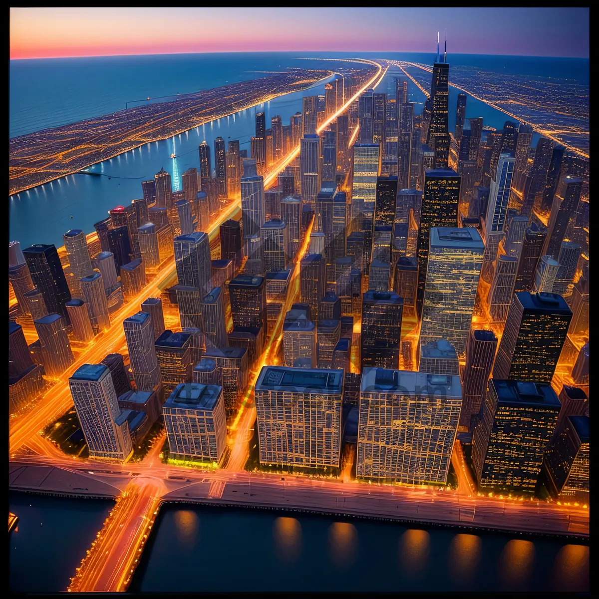 Picture of City Lights: Awe-Inspiring Nighttime Skyscraper Skyline