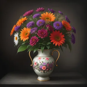 Colorful Floral Vase Bouquet: Vibrant and Artistic Flower Decoration
