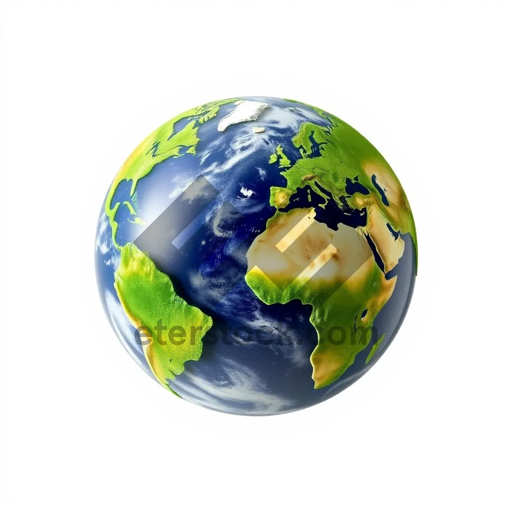 Picture of 3D Earth Globe Icon with World Map Design