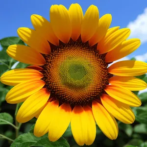 Bright Sunflower Blossom in Vibrant Yellow Field