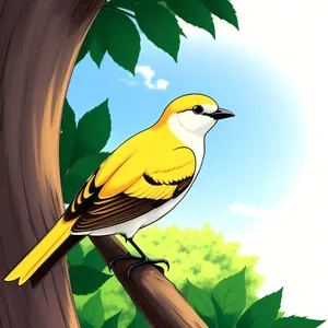 Vibrant Winged Wonder: Majestic Yellow-feathered Bird in Its Natural Habitat