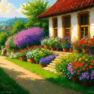 Serene Summer Garden Oasis with Beautiful Blooms