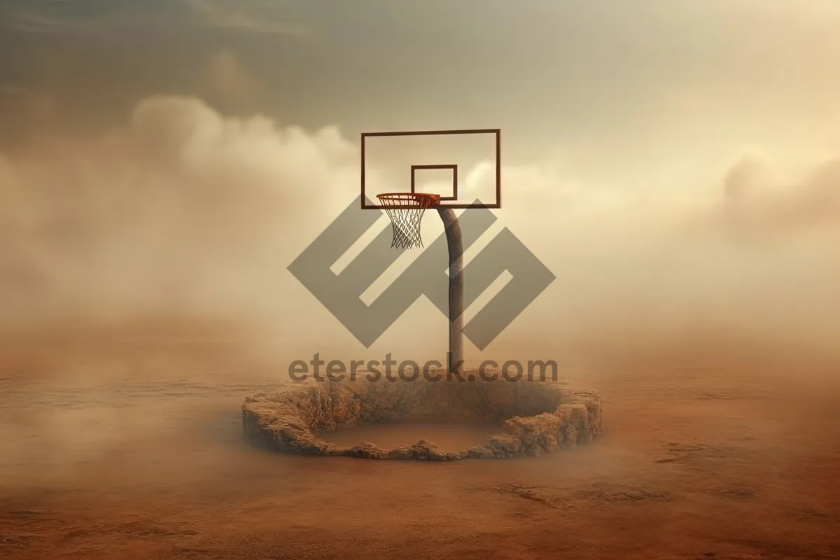 Picture of Sunset beach landscape with equipment and backboard