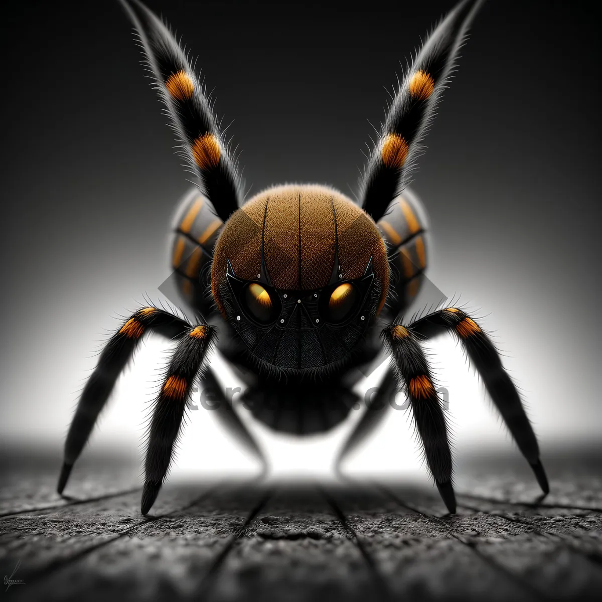 Picture of Creepy Black Widow Spider Close-up with Hairy Legs
