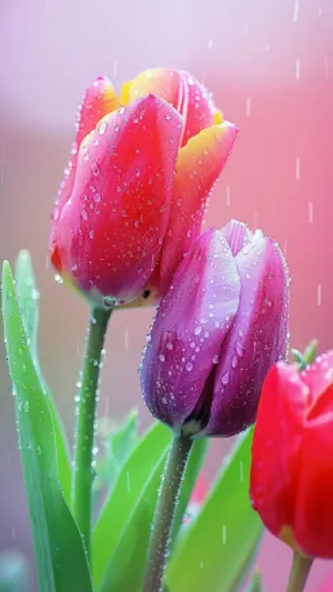 Colorful Tulip Bouquet in Pink for Valentine's Day Display