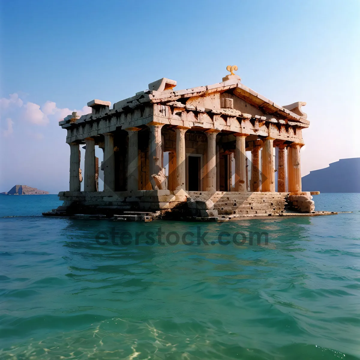 Picture of Ocean Temple on Rock Pier at Scenic Coastline