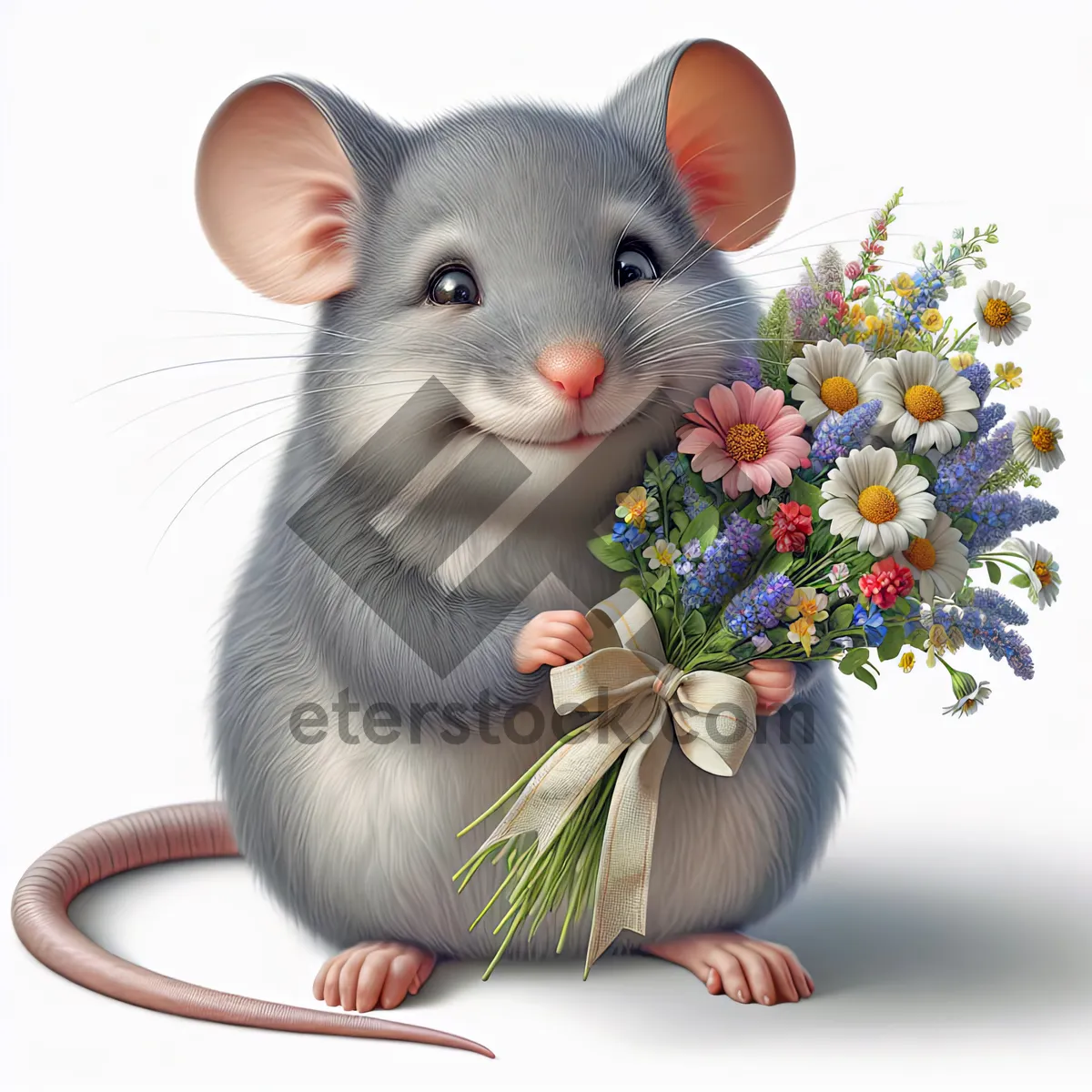 Picture of Fluffy gray rat with whiskers and cute nose