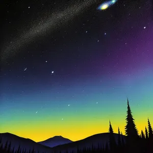 Glowing Celestial Landscape: Stars, Sun, and Snow