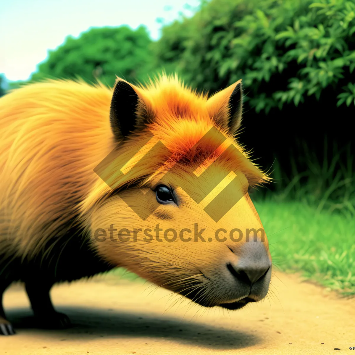 Picture of Adorable Baby Horse Grazing in the Grass