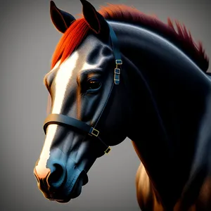 Thoroughbred Stallion in Brown Bridle and Halter
