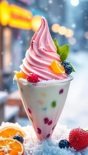 Delicious Fruit Bowl with Yogurt and Berries