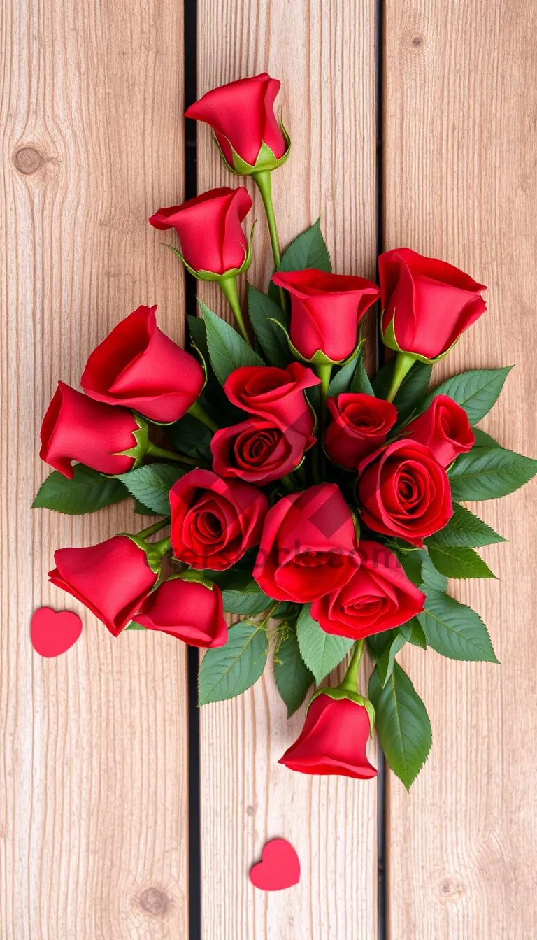 Picture of Romantic Spring Bouquet with Pink Roses and Tulips