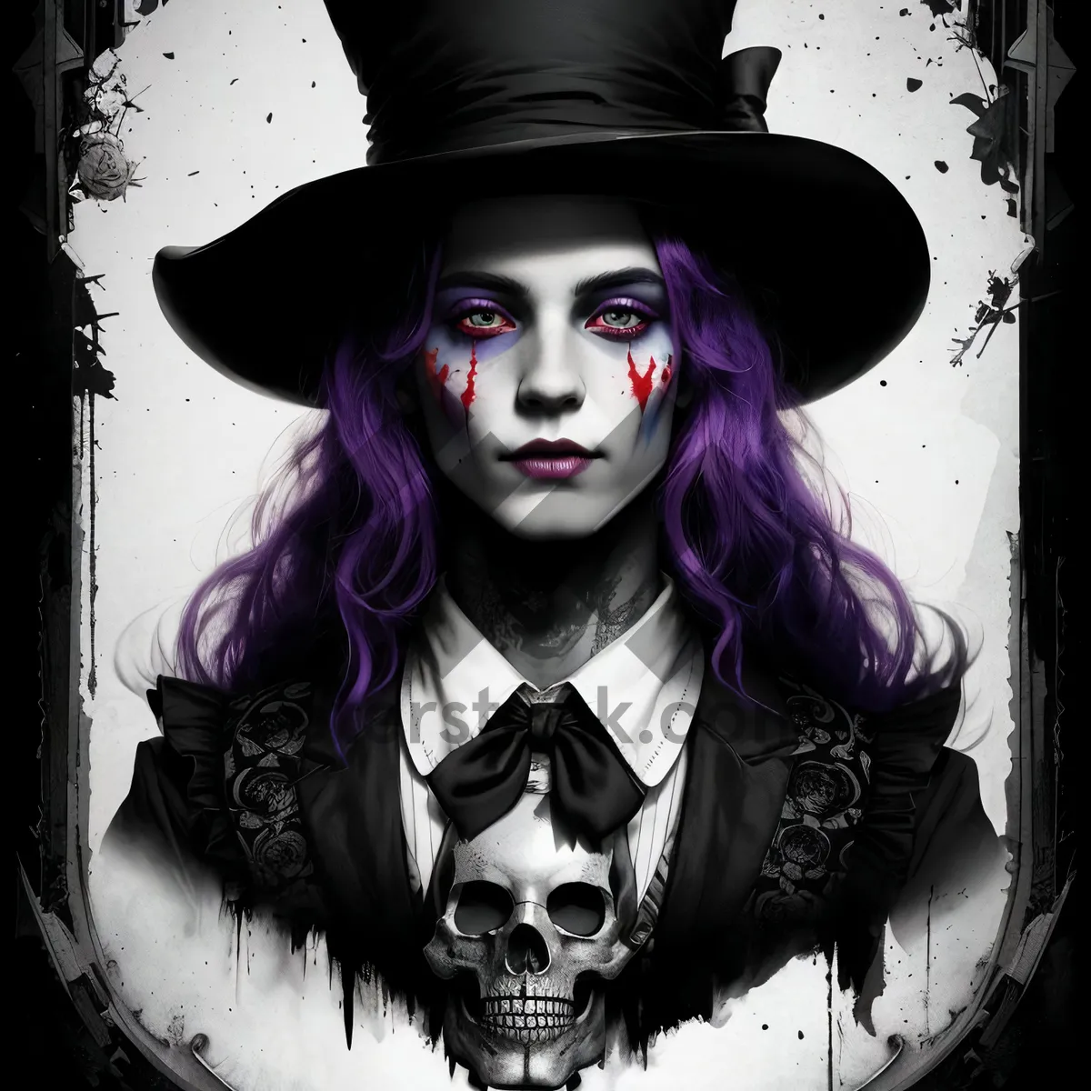 Picture of Attractive sorcerer lady in black sombrero
