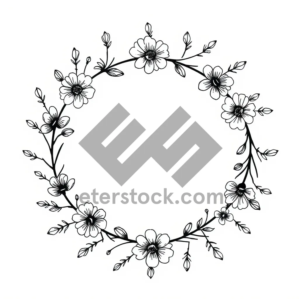 Picture of Floral Silhouette Pattern Decorative Element Vintage Border