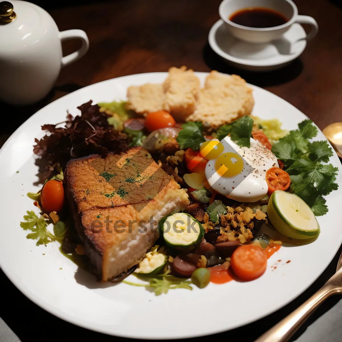 Picture of Grilled chicken salad with fresh veggies and savory sauce