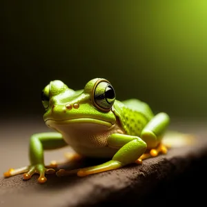 Bulging-eyed Orange Tree Frog peering closely