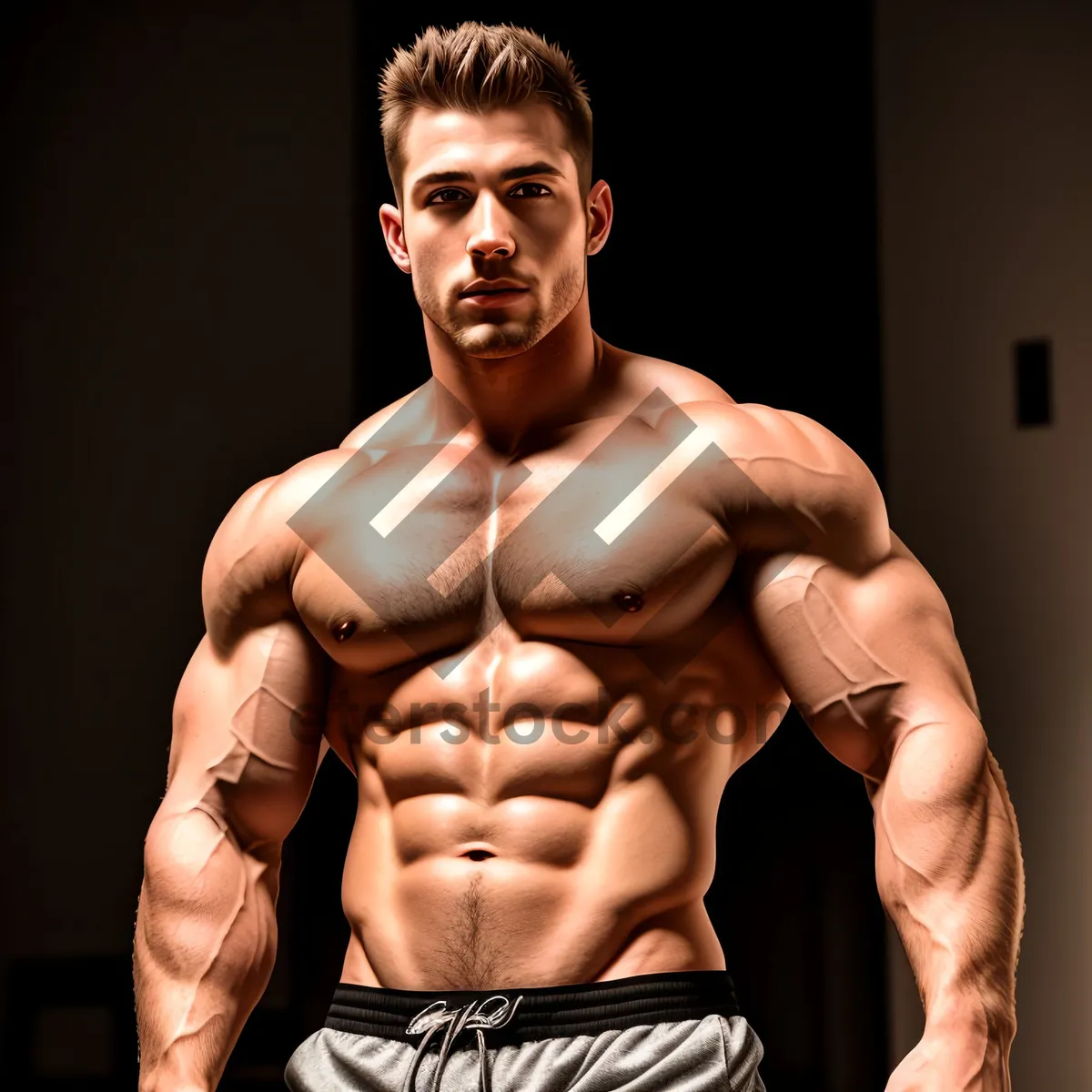 Picture of Powerful and Adonis-like: A Masculine Portrait of a Ripped Bodybuilder