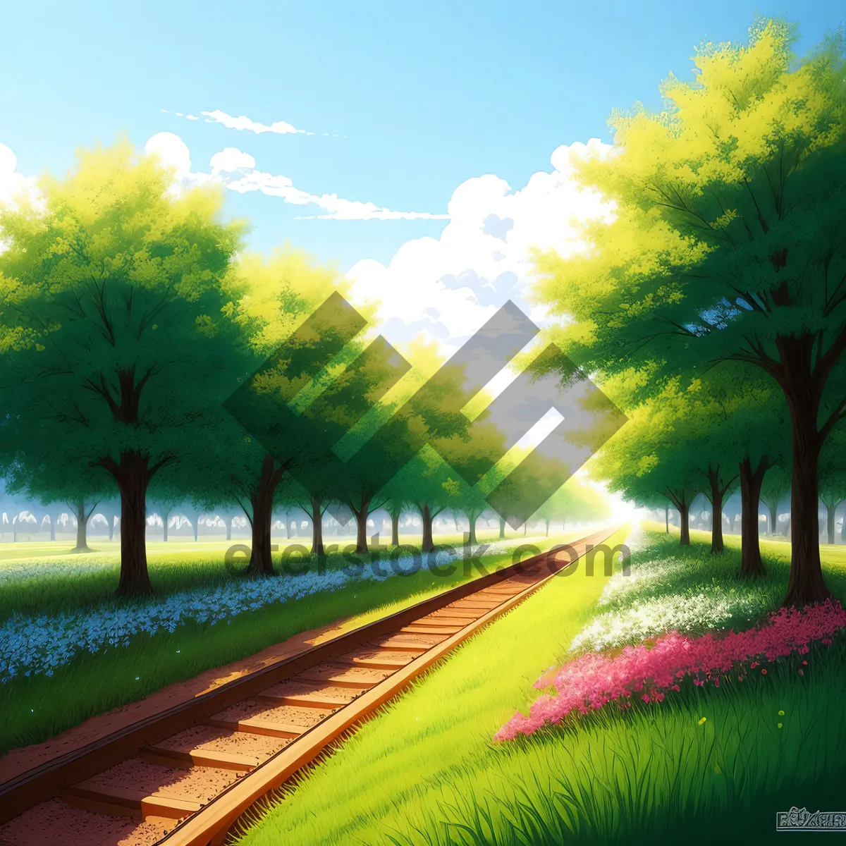 Picture of Serene Summer Landscape with Rolling Hills"
"Vibrant Countryside Horizon with a Tree"
"Golden Rapeseed Field Under a Blue Sky"
"Tranquil Rural Scene with Trees and Meadow"
"Scenic Road Through a Summer Forest