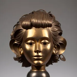 Exquisite Fashion Model with Intricate Bronze Bust