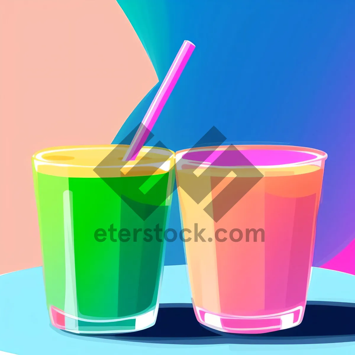 Picture of Refreshing Ice Cold Beverage in Glass Cup